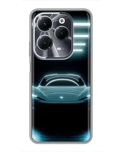 Чехол для Infinix Hot 40 с картинкой «Tesla в неоне»