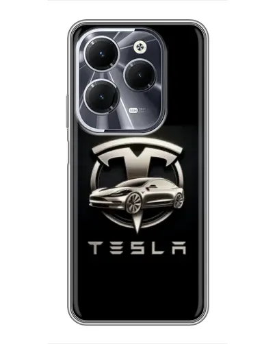 Чехол для Infinix Hot 40 с картинкой «Tesla — серебристое авто» Чехол для Infinix Hot 40 с картинкой «Tesla — серебристое авто»