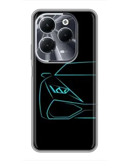 Чохол для Infinix Hot 40 з картинкою «Блакитний силует Lamborghini»