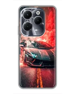 Чохол для Infinix Hot 40 з картинкою «Lamborghini червоний дим»