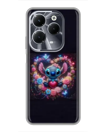 Чехол для Infinix Hot 40 с картинкой «Stitch в цветах»