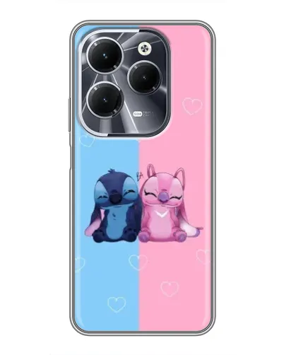 Чехол для Infinix Hot 40 с картинкой «Stitch и Angel Love»