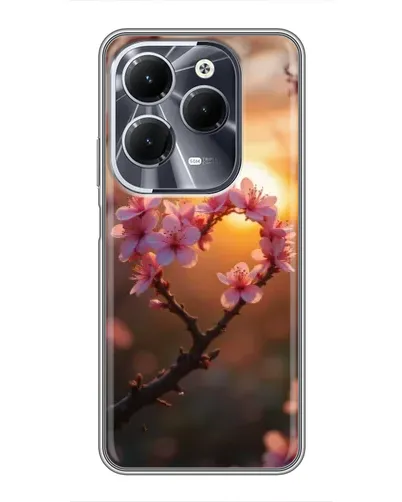 Чехол для Infinix Hot 40 с картинкой «Розовый цвет сердце на фоне заката» Чехол для Infinix Hot 40 с картинкой «Розовый цвет сердце на фоне заката»