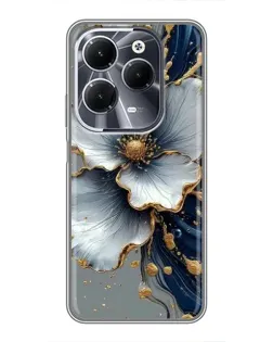 Чехол для Infinix Hot 40 с картинкой «Белый цветок и золотой флюид» Чехол для Infinix Hot 40 с картинкой «Белый цветок и золотой флюид»
