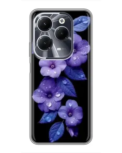 Чохол для Infinix Hot 40 з картинкою «Фіолетові квіти з росою»
