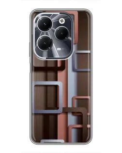 Чохол для Infinix Hot 40 з картинкою «Коричневі об'ємні квадрати»