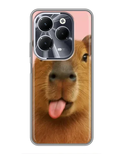 Чехол для Infinix Hot 40 с картинкой «Капибара с языком»