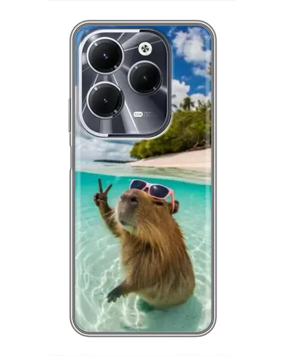 Чехол для Infinix Hot 40 с картинкой «Капибара на море»