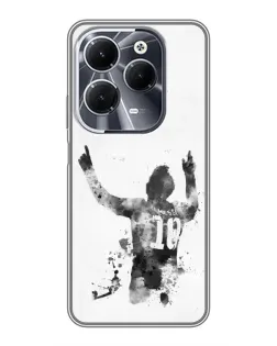 Чохол для Infinix Hot 40 з картинкою «Чорно-білий силует Мессі»