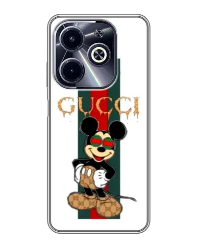 Чохол для Infinix Hot 40i з картинкою «Міккі Маус Gucci — смуги» Чохол для Infinix Hot 40i з картинкою «Міккі Маус Gucci — смуги»