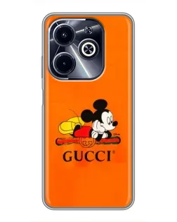 Чехол для Infinix Hot 40i с картинкой «Микки Маус Gucci — оранж» Чехол для Infinix Hot 40i с картинкой «Микки Маус Gucci — оранж»