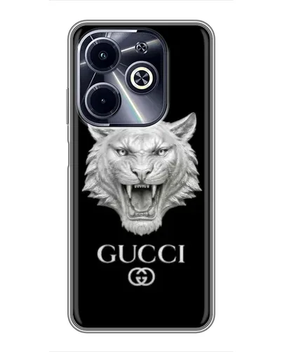 Чехол для Infinix Hot 40i с картинкой «Gucci — серебряный лев» Чехол для Infinix Hot 40i с картинкой «Gucci — серебряный лев»