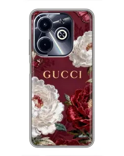Чехол для Infinix Hot 40i с картинкой «Gucci — бордовые розы» Чехол для Infinix Hot 40i с картинкой «Gucci — бордовые розы»