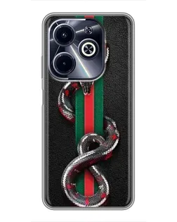Чехол для Infinix Hot 40i с картинкой «Gucci — змея на полосе» Чехол для Infinix Hot 40i с картинкой «Gucci — змея на полосе»