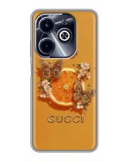 Чехол для Infinix Hot 40i с картинкой «Gucci — золотые бабочки» Чехол для Infinix Hot 40i с картинкой «Gucci — золотые бабочки»