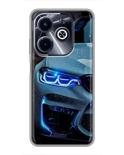 Чехол для Infinix Hot 40i с картинкой «Взгляд BMW с синими фарами» Чехол для Infinix Hot 40i с картинкой «Взгляд BMW с синими фарами»