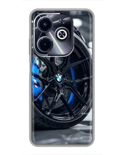 Чехол для Infinix Hot 40i с картинкой «Колесо BMW вблизи»