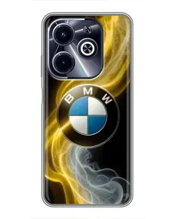 Чехол для Infinix Hot 40i с картинкой «Золотистый дым BMW»