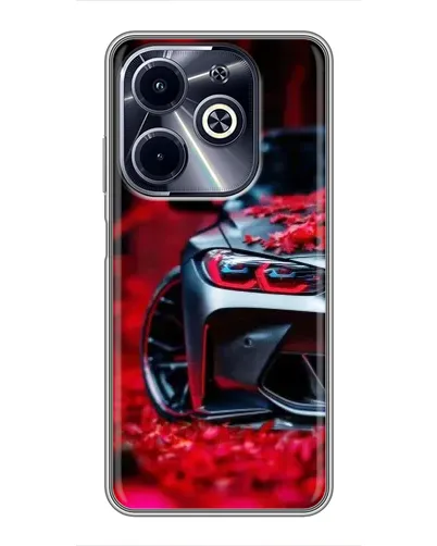 Чехол для Infinix Hot 40i с картинкой «Спортивная BMW и цветы» Чехол для Infinix Hot 40i с картинкой «Спортивная BMW и цветы»
