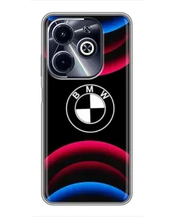 Чехол для Infinix Hot 40i с картинкой «Логотип BMW и неоновые дуги»