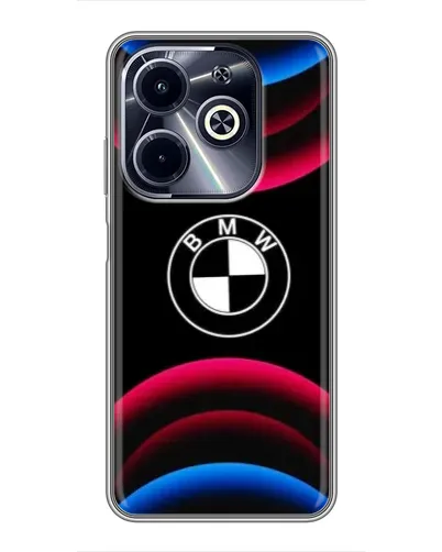 Чехол для Infinix Hot 40i с картинкой «Логотип BMW и неоновые дуги» Чехол для Infinix Hot 40i с картинкой «Логотип BMW и неоновые дуги»