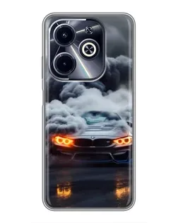 Чехол для Infinix Hot 40i с картинкой «BMW в дыму»