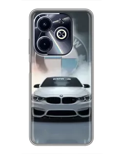 Чехол для Infinix Hot 40i с картинкой «BMW в белом дыму»