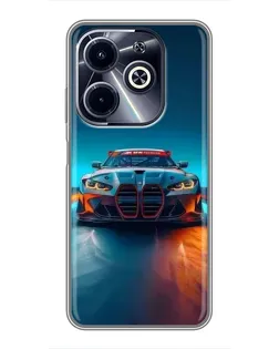 Чехол для Infinix Hot 40i с картинкой «BMW — огни неона»
