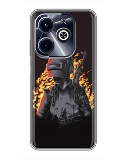 Чехол для Infinix Hot 40i с картинкой «PUBG — огненный силуэт»