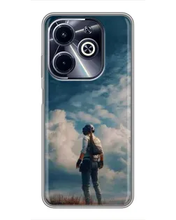 Чехол для Infinix Hot 40i с картинкой «Герой PUBG на скале»