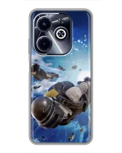 Чехол для Infinix Hot 40i с картинкой «Десант PUBG — прыжок»