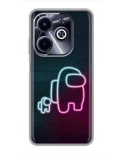Чехол для Infinix Hot 40i с картинкой «Among Us неон-арт»