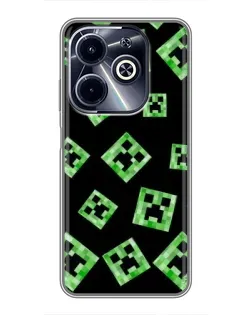 Чехол для Infinix Hot 40i с картинкой «Паттерн с криперами»