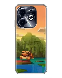 Чехол для Infinix Hot 40i с картинкой «Майнкрафт закат солнца»