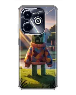 Чехол для Infinix Hot 40i с картинкой «Крипер в свитере»