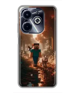 Чехол для Infinix Hot 40i с картинкой «Стив в лесу»
