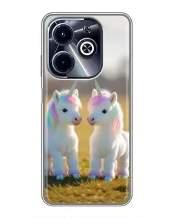 Чехол для Infinix Hot 40i с картинкой «Пара единорогов»