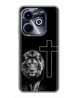 Чехол для Infinix Hot 40i с картинкой «Лев и Крест»