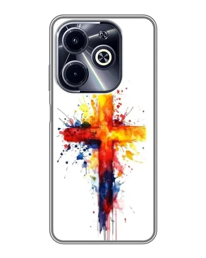 Чехол для Infinix Hot 40i с картинкой «Акварельный крест»
