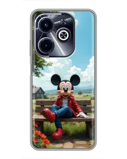 Чехол для Infinix Hot 40i с картинкой «Микки на скамейке»