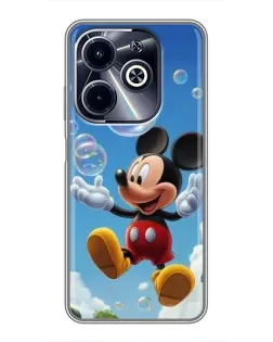 Чехол для Infinix Hot 40i с картинкой «Mickey и мыльные пузыри»
