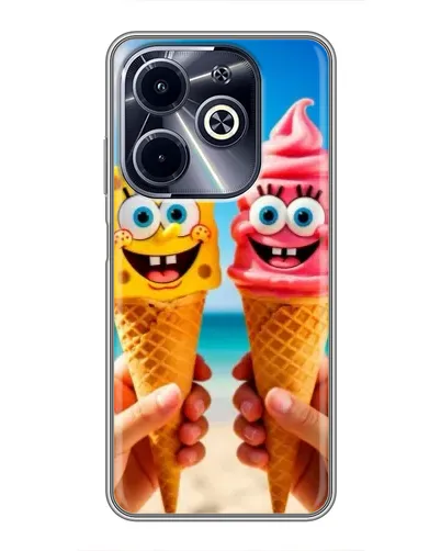 Чехол для Infinix Hot 40i с картинкой «Спанч Боб мороженое»