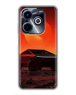 Чехол для Infinix Hot 40i с картинкой «Cybertruck на Марсе»