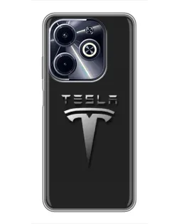 Чехол для Infinix Hot 40i с картинкой «Стальной логотип Tesla» Чехол для Infinix Hot 40i с картинкой «Стальной логотип Tesla»