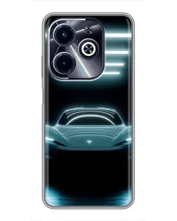 Чехол для Infinix Hot 40i с картинкой «Tesla в неоне» Чехол для Infinix Hot 40i с картинкой «Tesla в неоне»