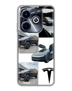 Чехол для Infinix Hot 40i с картинкой «Коллаж Cybertruck Tesla» Чехол для Infinix Hot 40i с картинкой «Коллаж Cybertruck Tesla»