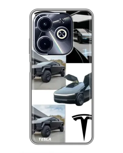 Чехол для Infinix Hot 40i с картинкой «Коллаж Cybertruck Tesla» Чехол для Infinix Hot 40i с картинкой «Коллаж Cybertruck Tesla»