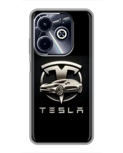 Чехол для Infinix Hot 40i с картинкой «Tesla — серебристое авто» Чехол для Infinix Hot 40i с картинкой «Tesla — серебристое авто»