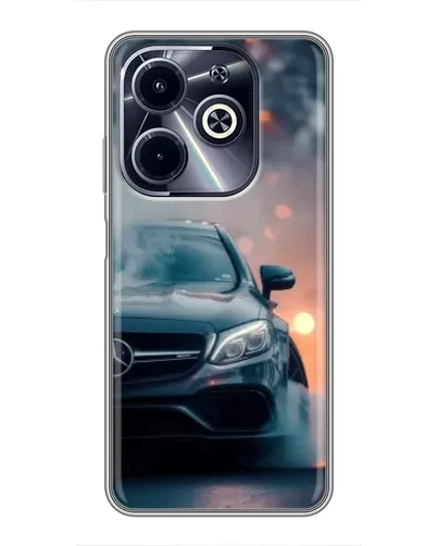 Чехол для Infinix Hot 40i с картинкой «Mercedes — ночной город» Чехол для Infinix Hot 40i с картинкой «Mercedes — ночной город»