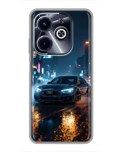 Чехол для Infinix Hot 40i с картинкой «Ночной город и Audi»